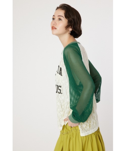 RODEO CROWNS WIDE BOWL（ロデオクラウンズワイドボウル）の「レースドッキングラグランシアートップス（Tシャツ/カットソー・レディース・ライトピンク/ダークグリーン/ネイビー・FREE）」の19枚目の写真