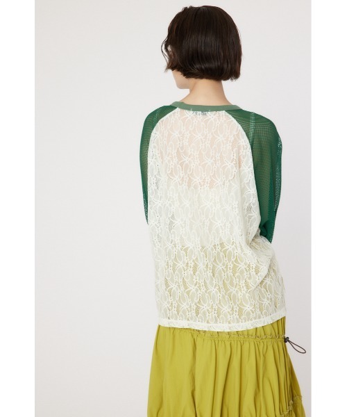 RODEO CROWNS WIDE BOWL（ロデオクラウンズワイドボウル）の「レースドッキングラグランシアートップス（Tシャツ/カットソー・レディース・ライトピンク/ダークグリーン/ネイビー・FREE）」の18枚目の写真