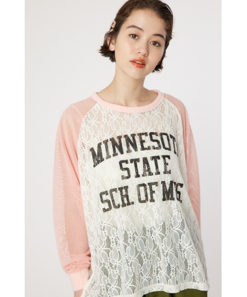 RODEO CROWNS WIDE BOWL（ロデオクラウンズワイドボウル）の「レースドッキングラグランシアートップス（Tシャツ/カットソー・レディース・ライトピンク/ダークグリーン/ネイビー・FREE）」の15枚目の写真