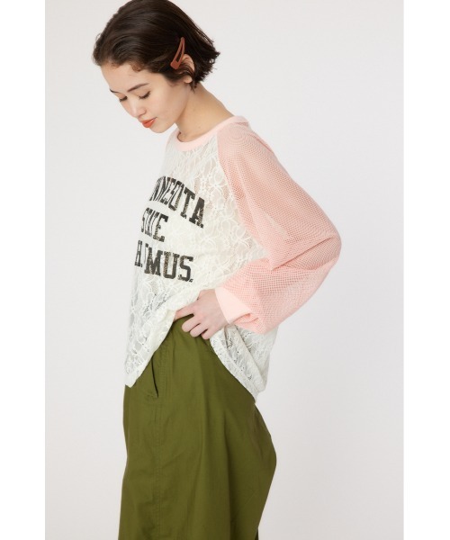 RODEO CROWNS WIDE BOWL（ロデオクラウンズワイドボウル）の「レースドッキングラグランシアートップス（Tシャツ/カットソー・レディース・ライトピンク/ダークグリーン/ネイビー・FREE）」の14枚目の写真