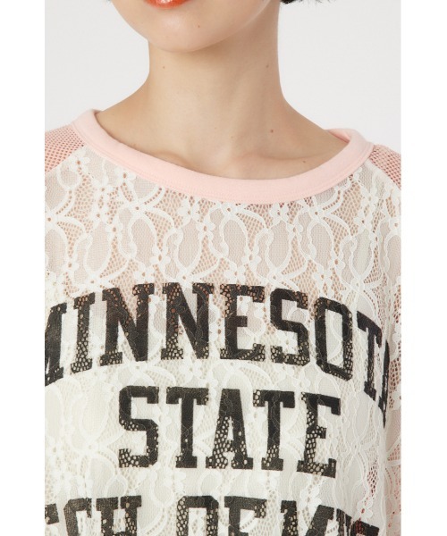 RODEO CROWNS WIDE BOWL（ロデオクラウンズワイドボウル）の「レースドッキングラグランシアートップス（Tシャツ/カットソー・レディース・ライトピンク/ダークグリーン/ネイビー・FREE）」の7枚目の写真