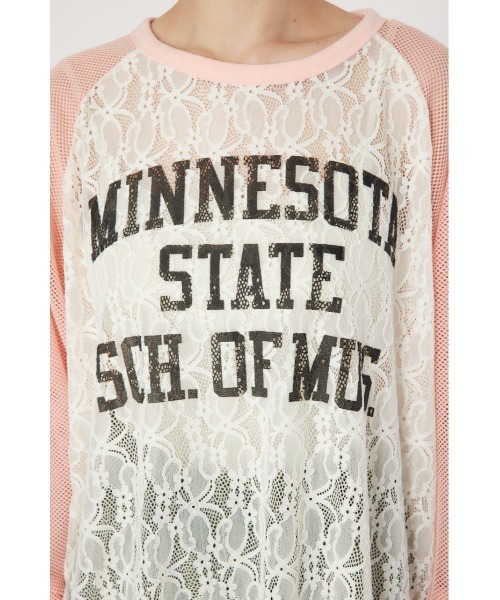 RODEO CROWNS WIDE BOWL（ロデオクラウンズワイドボウル）の「レースドッキングラグランシアートップス（Tシャツ/カットソー・レディース・ライトピンク/ダークグリーン/ネイビー・FREE）」の6枚目の写真