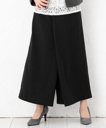 ラップ風スカートデザインワイドパンツ｜ワイドパンツ スカート見え 後ろゴム シワになりにくい 体型カバー 大人カジュアル