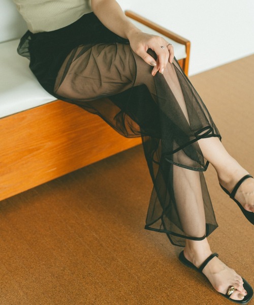 VANNIE U（ヴァニーユー）の「レイヤードシアーチュールパンツ（その他パンツ・レディース・ブラック/ホワイト・FREE）」の2枚目の写真