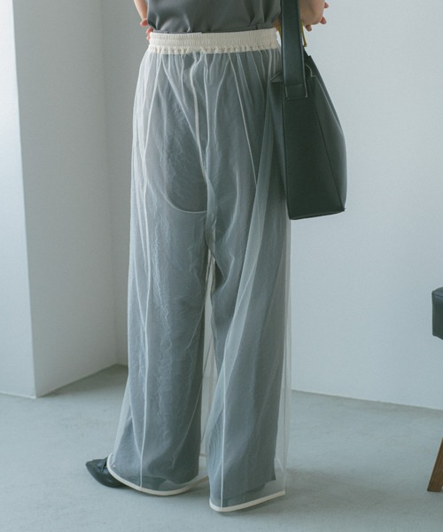 VANNIE U（ヴァニーユー）の「レイヤードシアーチュールパンツ（その他パンツ・レディース・ブラック/ホワイト・FREE）」の6枚目の写真