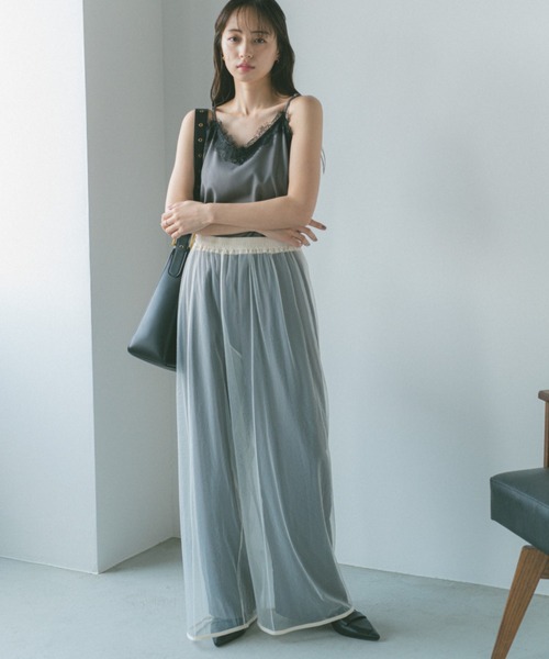 VANNIE U（ヴァニーユー）の「レイヤードシアーチュールパンツ（その他パンツ・レディース・ブラック/ホワイト・FREE）」の4枚目の写真