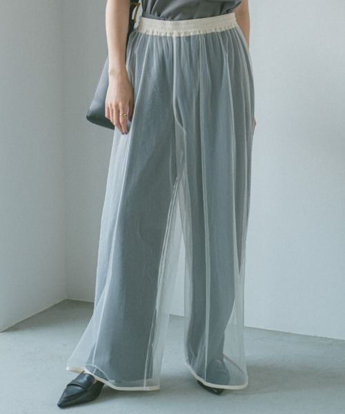 VANNIE U（ヴァニーユー）の「レイヤードシアーチュールパンツ（その他パンツ・レディース・ブラック/ホワイト・FREE）」の3枚目の写真