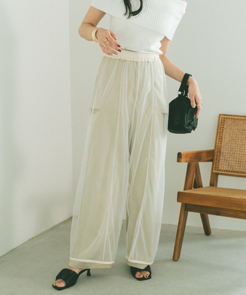 VANNIE U（ヴァニーユー）の「レイヤードシアーチュールパンツ（その他パンツ・レディース・ブラック/ホワイト・FREE）」の15枚目の写真