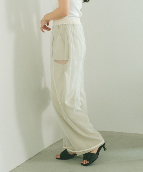 VANNIE U（ヴァニーユー）の「レイヤードシアーチュールパンツ（その他パンツ・レディース・ブラック/ホワイト・FREE）」の14枚目の写真