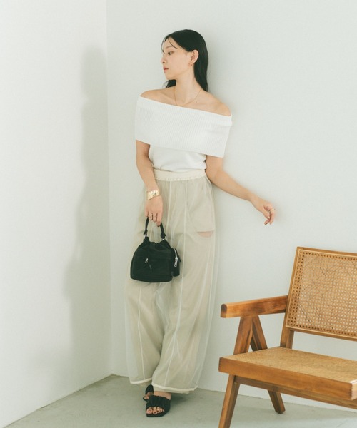 VANNIE U（ヴァニーユー）の「レイヤードシアーチュールパンツ（その他パンツ・レディース・ブラック/ホワイト・FREE）」の12枚目の写真