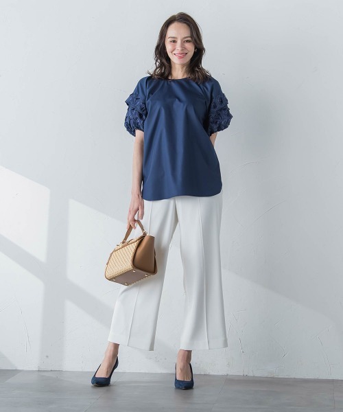 Viaggio Blu(ビアッジョブルー)の「ワイドアンクルパンツ≪洗濯機で洗える≫(その他パンツ・レディース・ネイビー/ホワイト/レッド・S/XS/L)」の3枚目の写真