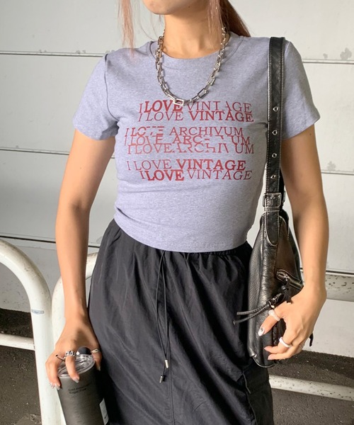 non-hedge（ノンヘッジ）の「ロゴチビ半袖Tシャツ（Tシャツ/カットソー・レディース・レッド/ブラック/グレー/オフホワイト・FREE）」の3枚目の写真