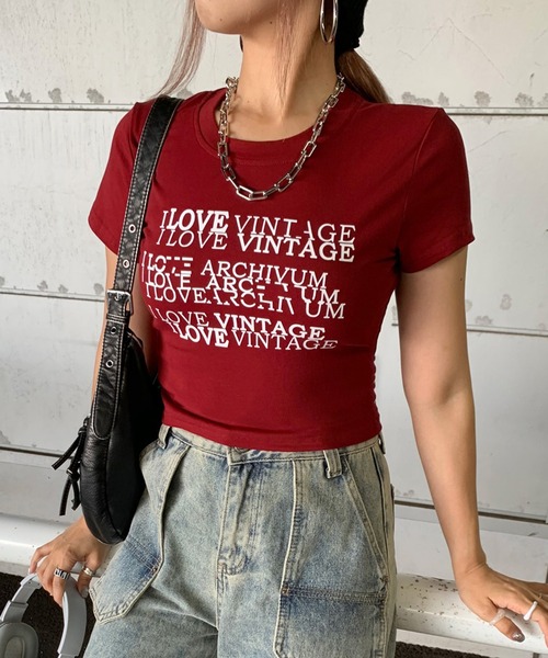 non-hedge（ノンヘッジ）の「ロゴチビ半袖Tシャツ（Tシャツ/カットソー・レディース・レッド/ブラック/グレー/オフホワイト・FREE）」の4枚目の写真