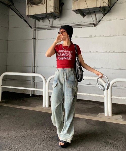 non-hedge（ノンヘッジ）の「ロゴチビ半袖Tシャツ（Tシャツ/カットソー・レディース・レッド/ブラック/グレー/オフホワイト・FREE）」の5枚目の写真