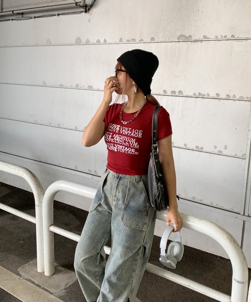 non-hedge（ノンヘッジ）の「ロゴチビ半袖Tシャツ（Tシャツ/カットソー・レディース・レッド/ブラック/グレー/オフホワイト・FREE）」の6枚目の写真