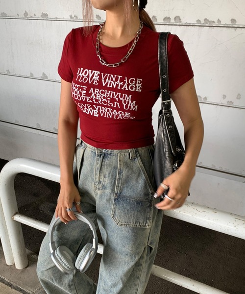 non-hedge（ノンヘッジ）の「ロゴチビ半袖Tシャツ（Tシャツ/カットソー・レディース・レッド/ブラック/グレー/オフホワイト・FREE）」の7枚目の写真