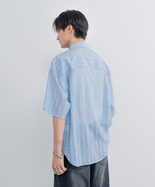 SINSS（シンス）の「Wide silhouette HS sheer shirt / ワイドシルエットハーフスリーブシアーシャツ（シャツ/ブラウス・メンズ・ブラック/サックスブルー・SMALL/MEDIUM/LARGE）」の12枚目の写真
