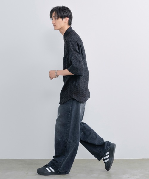 SINSS（シンス）の「Wide silhouette HS sheer shirt / ワイドシルエットハーフスリーブシアーシャツ（シャツ/ブラウス・メンズ・ブラック/サックスブルー・SMALL/MEDIUM/LARGE）」の18枚目の写真