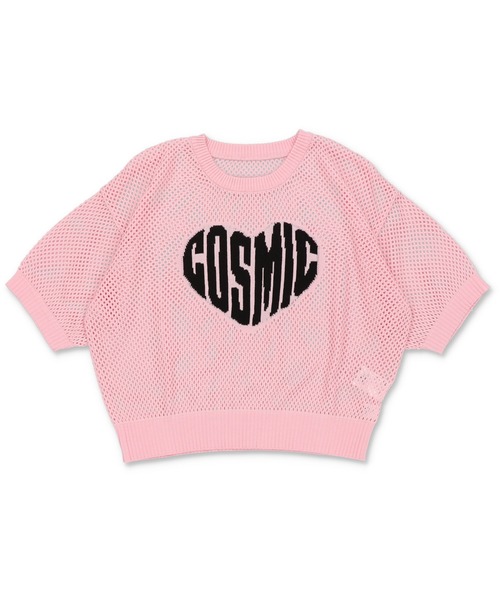 SPINNS（スピンズ）の「ハートロゴ 半袖ショート丈透かし編み