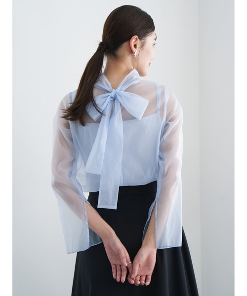 Stylevoice for xxx(スタイルヴォイスフォー)の「【2WAY】シアーボウタイブラウス(シャツ/ブラウス・レディース・ホワイト/ブラック/ライトブルー・FREE)」の4枚目の写真