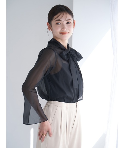 Stylevoice for xxx(スタイルヴォイスフォー)の「【2WAY】シアーボウタイブラウス(シャツ/ブラウス・レディース・ホワイト/ブラック/ライトブルー・FREE)」の14枚目の写真