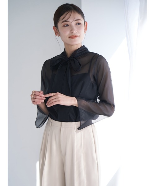 Stylevoice for xxx(スタイルヴォイスフォー)の「【2WAY】シアーボウタイブラウス(シャツ/ブラウス・レディース・ホワイト/ブラック/ライトブルー・FREE)」の17枚目の写真