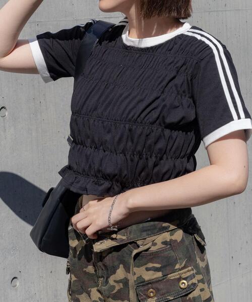WEGO(ウィゴー)の「WEGO/ラインデザインシャーリングトップス(Tシャツ/カットソー・レディース・ホワイト/ブラック・FREE)」の10枚目の写真