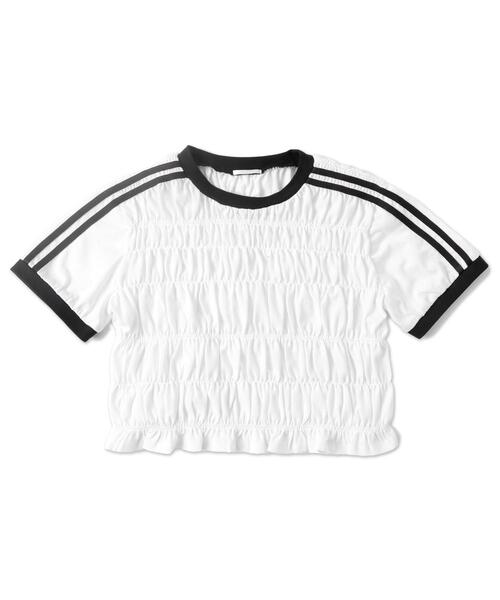 WEGO(ウィゴー)の「WEGO/ラインデザインシャーリングトップス(Tシャツ/カットソー・レディース・ホワイト/ブラック・FREE)」の13枚目の写真