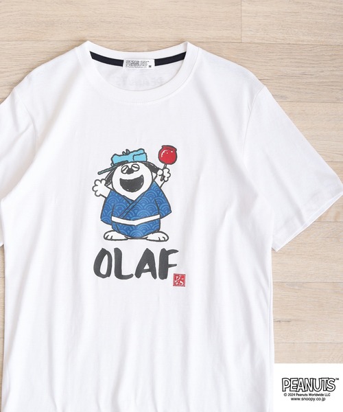 PEANUTS(ピーナッツ)の「PEANUTS 和柄プリント半袖Tシャツ(Tシャツ/カットソー・メンズ・ネイビー/ブラック系/ホワイト/ネイビー系1/ホワイト系/ホワイト系1/ブラック/ホワイト系2/ネイビー系/ホワイト系3・M/L/LL)」の3枚目の写真