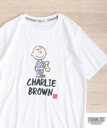 PEANUTS 和柄プリント半袖Tシャツ
