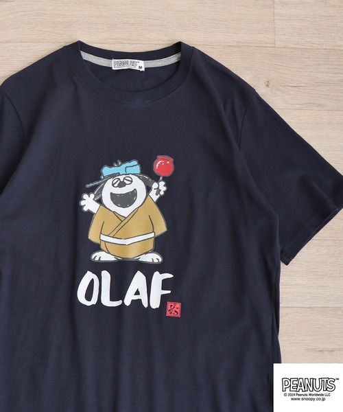 PEANUTS(ピーナッツ)の「PEANUTS 和柄プリント半袖Tシャツ(Tシャツ/カットソー・メンズ・ネイビー/ブラック系/ホワイト/ネイビー系1/ホワイト系/ホワイト系1/ブラック/ホワイト系2/ネイビー系/ホワイト系3・M/L/LL)」の9枚目の写真