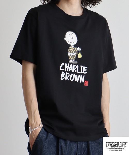 PEANUTS(ピーナッツ)の「PEANUTS 和柄プリント半袖Tシャツ(Tシャツ/カットソー・メンズ・ネイビー/ブラック系/ホワイト/ネイビー系1/ホワイト系/ホワイト系1/ブラック/ホワイト系2/ネイビー系/ホワイト系3・M/L/LL)」の11枚目の写真