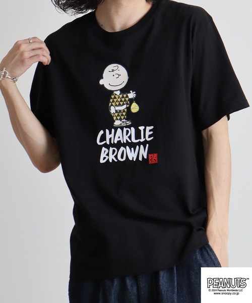 PEANUTS(ピーナッツ)の「PEANUTS 和柄プリント半袖Tシャツ(Tシャツ/カットソー・メンズ・ネイビー/ブラック系/ホワイト/ネイビー系1/ホワイト系/ホワイト系1/ブラック/ホワイト系2/ネイビー系/ホワイト系3・M/L/LL)」の12枚目の写真