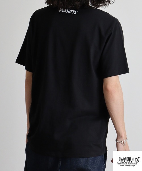 PEANUTS(ピーナッツ)の「PEANUTS 和柄プリント半袖Tシャツ(Tシャツ/カットソー・メンズ・ネイビー/ブラック系/ホワイト/ネイビー系1/ホワイト系/ホワイト系1/ブラック/ホワイト系2/ネイビー系/ホワイト系3・M/L/LL)」の13枚目の写真