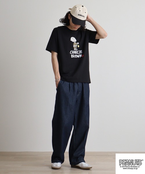 PEANUTS(ピーナッツ)の「PEANUTS 和柄プリント半袖Tシャツ(Tシャツ/カットソー・メンズ・ネイビー/ブラック系/ホワイト/ネイビー系1/ホワイト系/ホワイト系1/ブラック/ホワイト系2/ネイビー系/ホワイト系3・M/L/LL)」の15枚目の写真