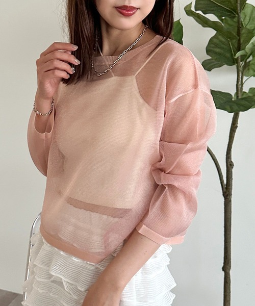 apres jour mignon(アプレジュールミニョン)の「シアーニットトップス【ZOZOTOWN限定アイテム】(ニット/セーター・レディース・ピンク/オレンジ/ブルー系その他/シルバー・フリー/X-LARGE)」の13枚目の写真