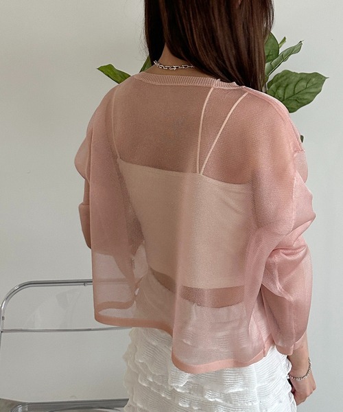 apres jour mignon(アプレジュールミニョン)の「シアーニットトップス【ZOZOTOWN限定アイテム】(ニット/セーター・レディース・ピンク/オレンジ/ブルー系その他/シルバー・フリー/X-LARGE)」の14枚目の写真