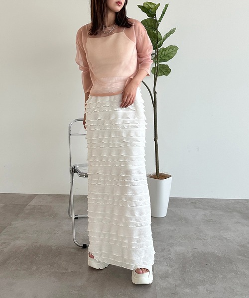 apres jour mignon(アプレジュールミニョン)の「シアーニットトップス【ZOZOTOWN限定アイテム】(ニット/セーター・レディース・ピンク/オレンジ/ブルー系その他/シルバー・フリー/X-LARGE)」の16枚目の写真
