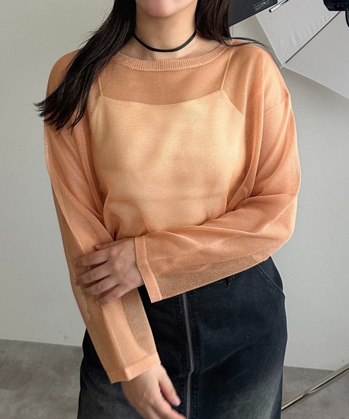 apres jour mignon(アプレジュールミニョン)の「シアーニットトップス【ZOZOTOWN限定アイテム】(ニット/セーター・レディース・ピンク/オレンジ/ブルー系その他/シルバー・フリー/X-LARGE)」の18枚目の写真