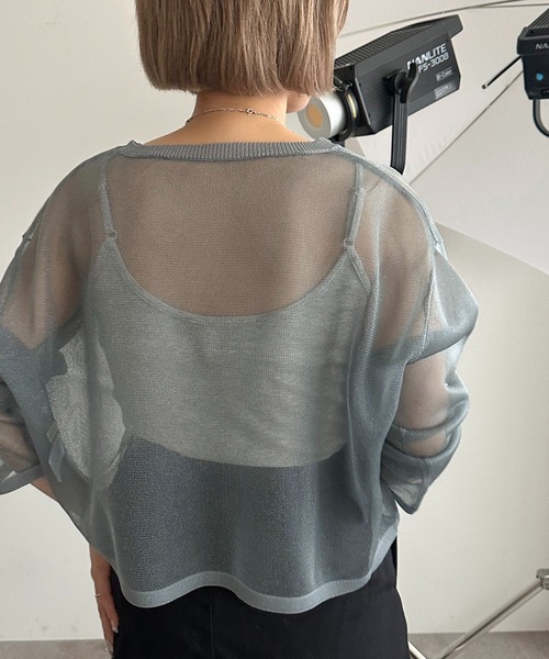 apres jour mignon(アプレジュールミニョン)の「シアーニットトップス【ZOZOTOWN限定アイテム】(ニット/セーター・レディース・ピンク/オレンジ/ブルー系その他/シルバー・フリー/X-LARGE)」の6枚目の写真