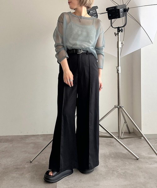 apres jour mignon(アプレジュールミニョン)の「シアーニットトップス【ZOZOTOWN限定アイテム】(ニット/セーター・レディース・ピンク/オレンジ/ブルー系その他/シルバー・フリー/X-LARGE)」の9枚目の写真