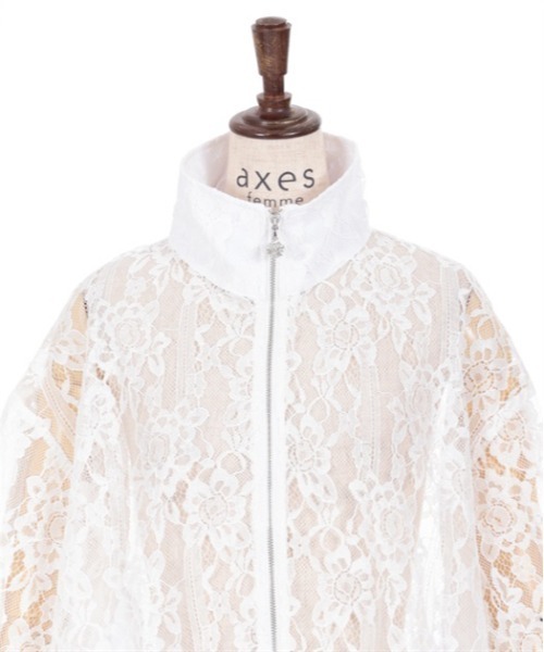 axes femme（アクシーズファム）の「ハイネックレースブルゾン（ブルゾン・レディース・ブラック/ホワイト・FREE）」の7枚目の写真