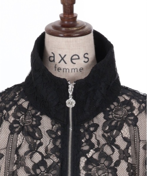 axes femme（アクシーズファム）の「ハイネックレースブルゾン（ブルゾン・レディース・ブラック/ホワイト・FREE）」の18枚目の写真