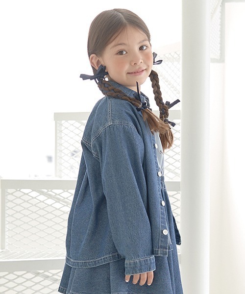Lycee mine(リセマイン)の「【やわらかデニム】ハート刺しゅうシャツ(シャツ/ブラウス・キッズ・ブルー/サックスブルー・100cm/110cm/120cm/130cm/150cm/140cm)」の9枚目の写真
