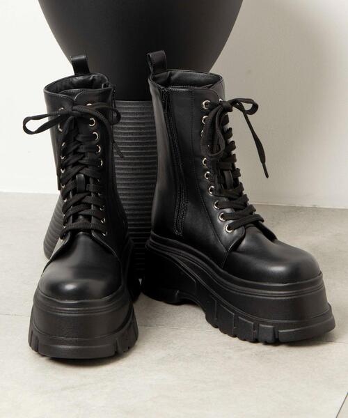 WEGO（ウィゴー）の「WEGO/厚底ボリュームレースアップショートブーツ（ブーツ・レディース・ブラック・MEDIUM/LARGE）」の19枚目の写真