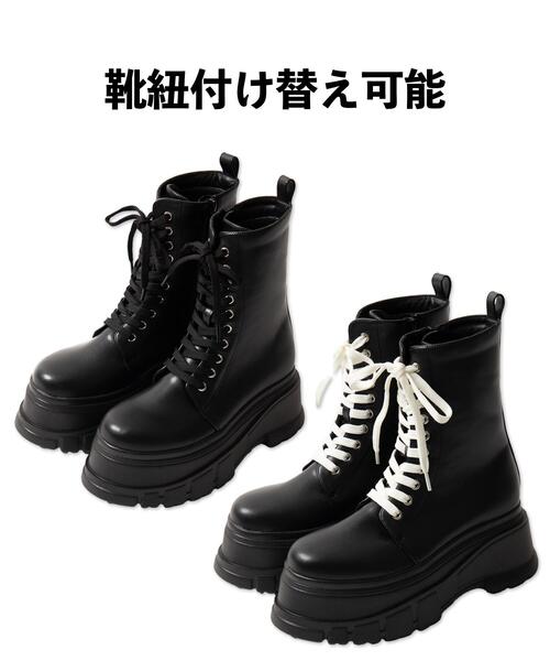 WEGO（ウィゴー）の「WEGO/厚底ボリュームレースアップショートブーツ（ブーツ・レディース・ブラック・MEDIUM/LARGE）」の21枚目の写真