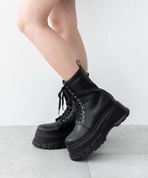 WEGO | WEGO/【24年秋冬新作】厚底ボリュームレースアップショートブーツ(ブーツ)