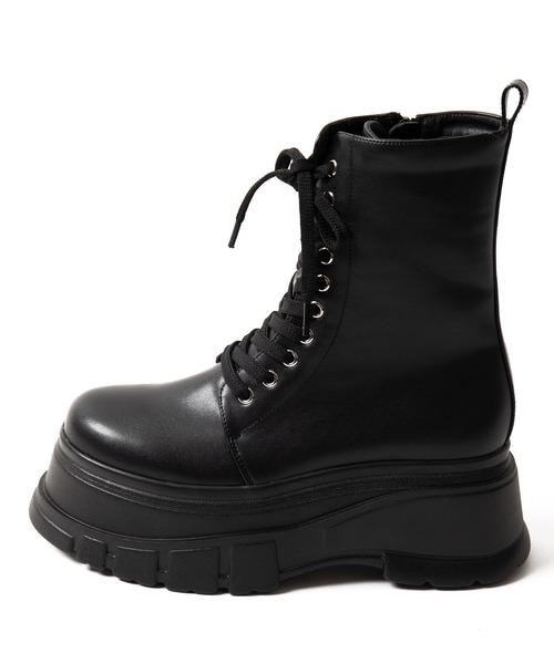 WEGO（ウィゴー）の「WEGO/厚底ボリュームレースアップショートブーツ（ブーツ・レディース・ブラック・MEDIUM/LARGE）」の7枚目の写真