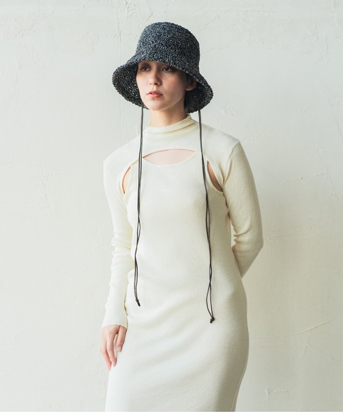 ORIENT MILLINERY(オリエント ミリナリー)の「AVA【アヴァ】アバカリネンmix クロッシェハット(ハット・レディース・ブラック/モカ・FREE)」の10枚目の写真