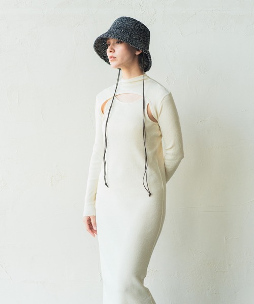 ORIENT MILLINERY(オリエント ミリナリー)の「AVA【アヴァ】アバカリネンmix クロッシェハット(ハット・レディース・ブラック/モカ・FREE)」の9枚目の写真